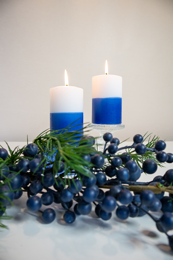 independence day, finland, candels, blues and white, blue candle, white candle, decoration, christmas, winter