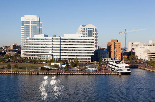 Norfolk Harbor Skyline And Waterfront stock photo