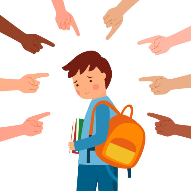 School child student bullying concept vector illustration on white background. Public blame. vector art illustration