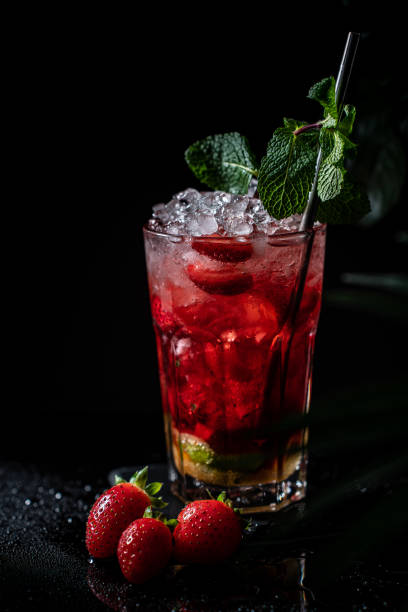 istock Fresh, moody red Mojito with strawberrys 1437832591