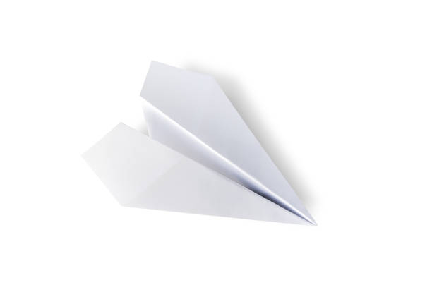 istock Paper plane origami isolated on a white background 1437833790