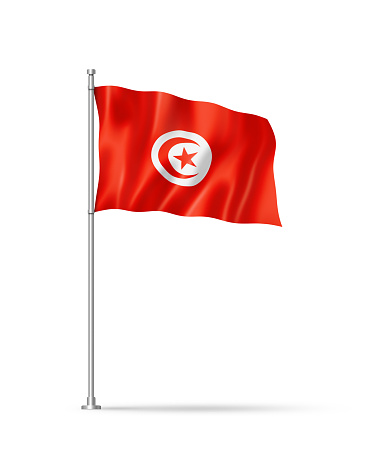 Tunisia flag, 3D illustration, isolated on white