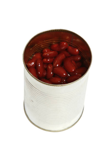 istock Tin with red bean on the white background 1437836292