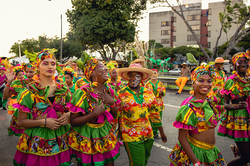 cali, Colombia – December 28, 2019: Cali, Valle del Cauca, Colombia the cali fair carnival festival colors  \nDecember , 2019