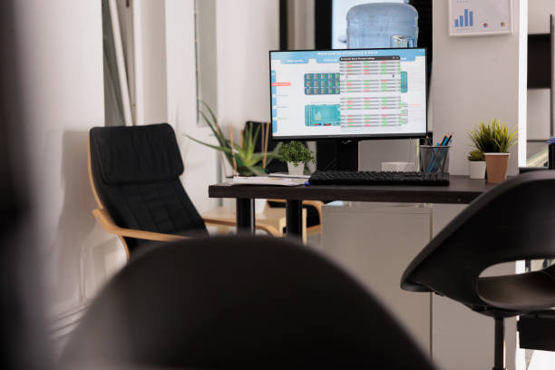 istock Empty business office at the end of the working day 1437837659
