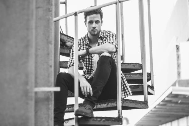 istock Grayscale  selective focus shot of a handsome man 1437837751