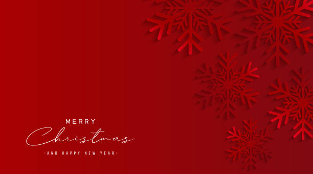 abstrakcyjny świąteczny płatek śniegu z cieniem na czerwonym tle. projekt banera wesołych świąt z miejscem na kopiowanie. garnitur na plakat, kartkę z życzeniami, zaproszenie, kartę, stronę internetową, ulotkę. ilustracja wektorowa - christmas-background stock illustrations
