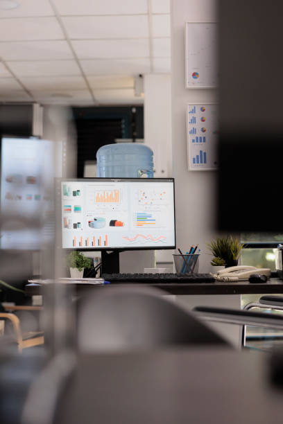 istock Company with market graphics and sales analysis on computer 1437839692