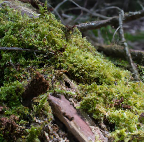 istock Closeup of a tree log covered in the moss under the sunlight with a blurry background 1437839817