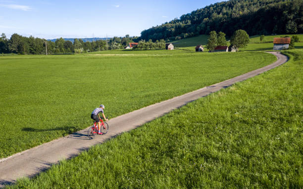 istock droneview of a cyclist 1437839831