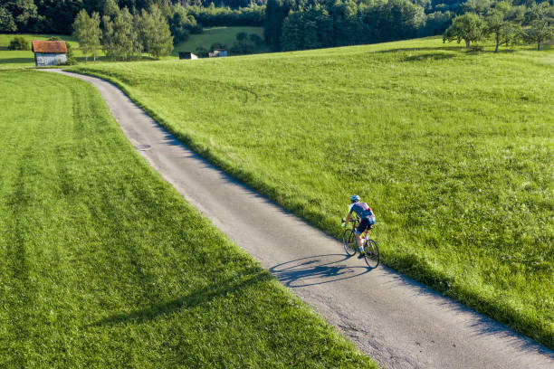 istock droneview of a cyclist 1437839834