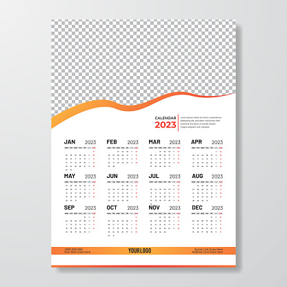 Creative stylish 2023 new year vertical wall calendar template design