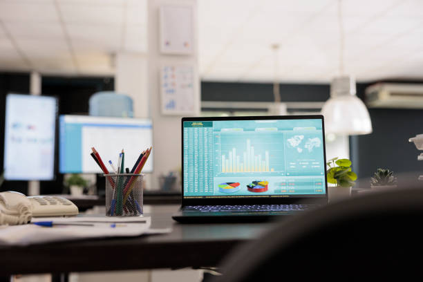 istock Stock market investment analysis software 1437841886