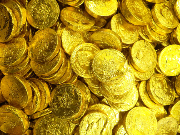 A pile of chocolate gold coins