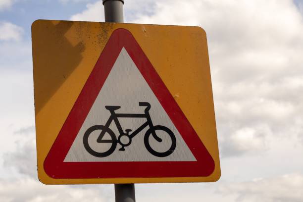 istock Cycle route ahead warning sign in the UK 1437842880