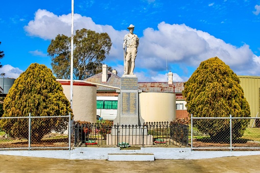 EMMAVILLE, Australia – August 06, 2022: The World War 2 Memorial Statue honoring the Emmaville Community of people that fought and died in WW2