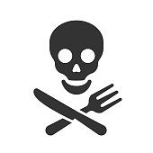 istock Skull logo with knife and fork for pirate flag 1437850831