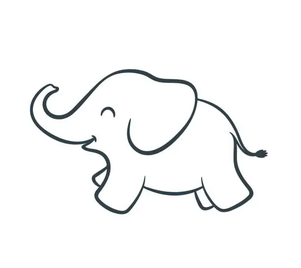 Vector illustration of Cartoon cute baby elephant running