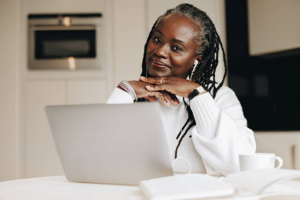 istock Ethnic businesswoman working from home 1437853482