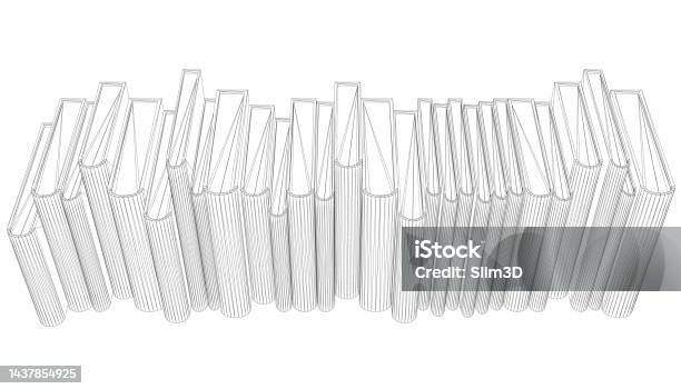 Book Cover Wireframes Stack Of Books Wireframe From Black Lines Isolated On White Background ...