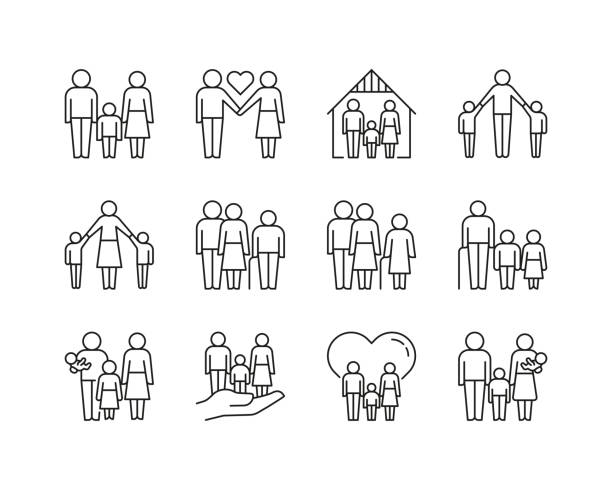 Family icons vector art illustration