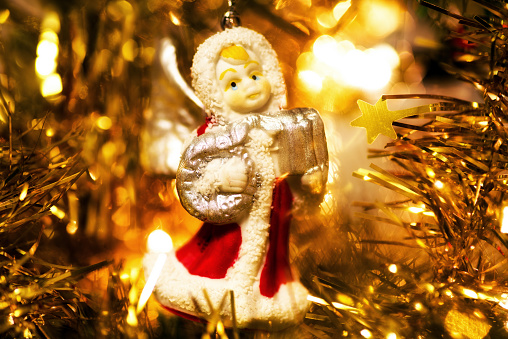 Christmas angel on christmas tree branch.Christmas decoration