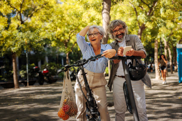 istock Senior tourists lost on vacation. 1437859718