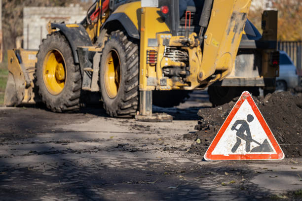 istock road sign warning about work on the road 1437861542