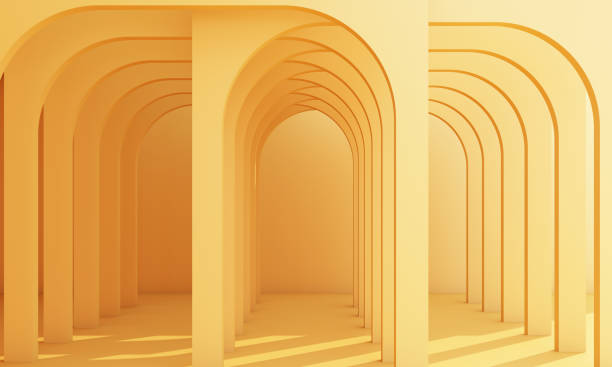 istock yellow pastel architecture arc rhythm background - 3d rendering 1437864750