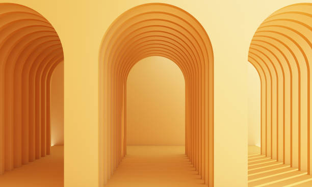 istock yellow pastel architecture arc rhythm background - 3d rendering 1437864753