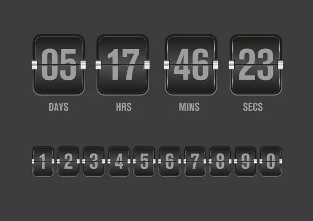 Vector illustration of Flip countdown clock counter timer