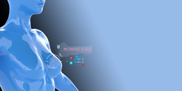istock Female avatar breast with META SEARCH text on blue background 1437865938