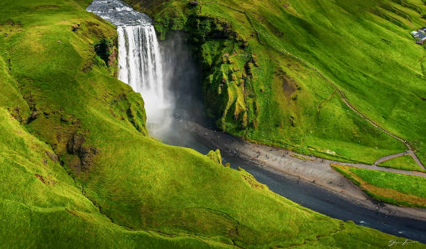 istock Ariel view of skogafoss waterfall, Iceland 1437868442
