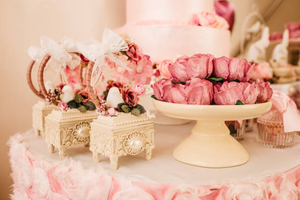 istock Closeup shot of elegant decor on a festive table 1437870441