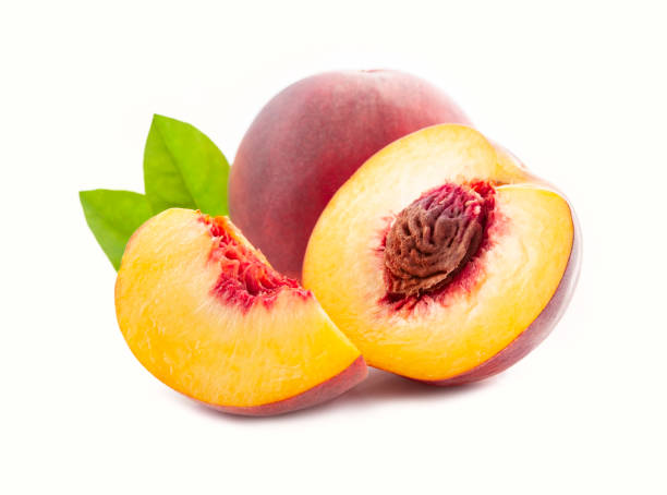 istock Sweet peaches with leaves 1437870518
