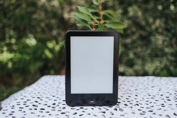 istock Selective focus shot of an e-book reader on a table with a bokeh background 1437871190