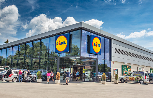 varna, Bulgaria – May 02, 2018: Lidl Stiftung & Co. KG is a German global discount supermarket chain,operating in 26 European countries and the United States