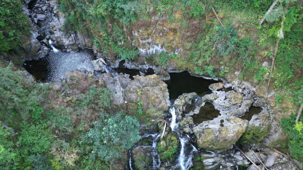istock River surrounded by rocks and green vegetation. 1437873368