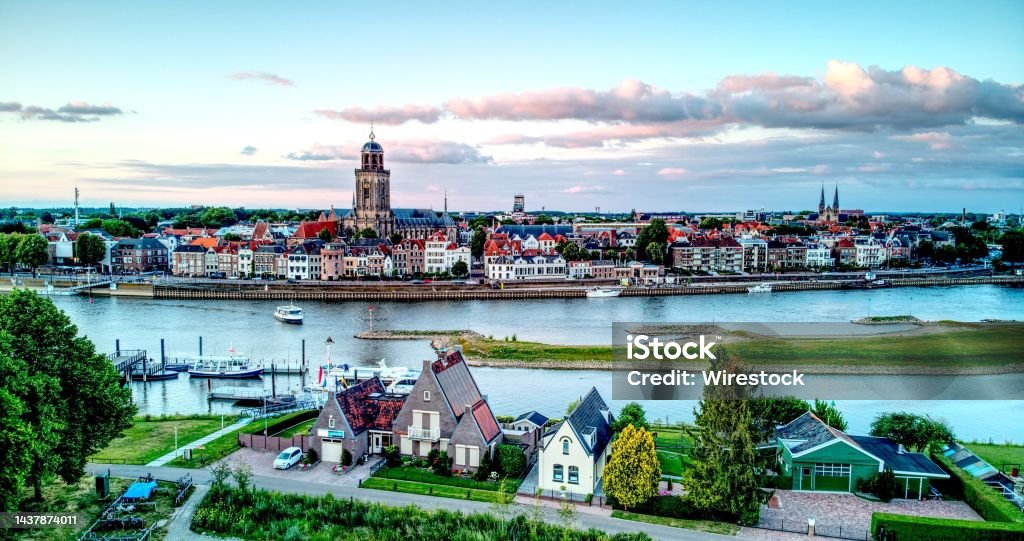 Beautiful aerial view of the Deventer city A beautiful aerial view of the Deventer city Ancient Stock Photo