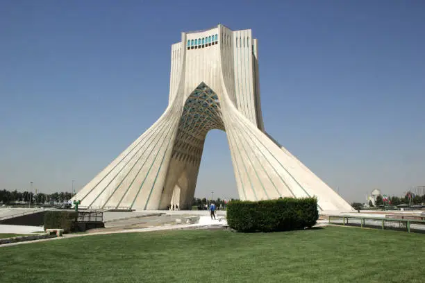 A panoramic shot of the famous Azadi Tower Tehran in Iran  Azadi Tower Tehran Iran