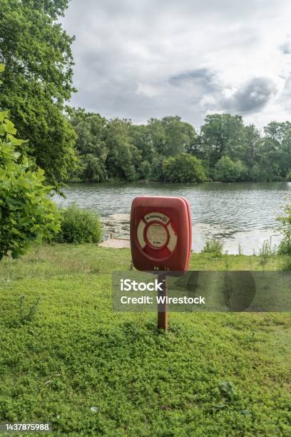 Staffordshire Lakeside Life Bouy Landscape Stock Photo - Download Image Now - Architecture, Beauty, Buoy
