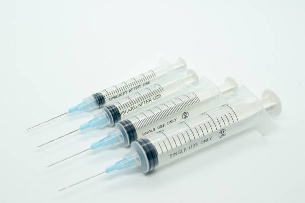 istock Closeup shot of different size syringes 1437876432