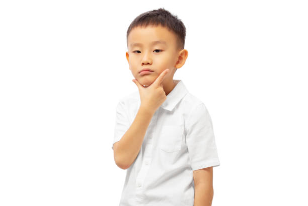 istock Kid thinking with worry and hand on chin 1437879361