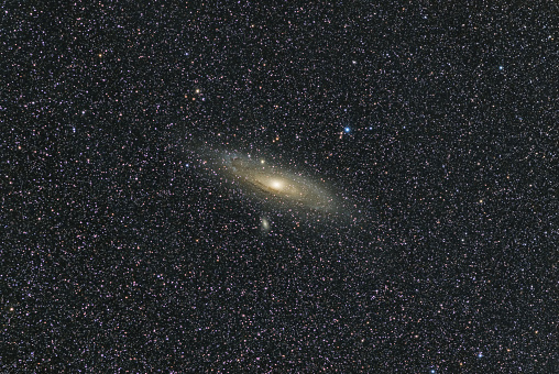 The Andromeda Galaxy, also known as Messier 31 and the satellite galaxies M32 and M110. Star map of the sky