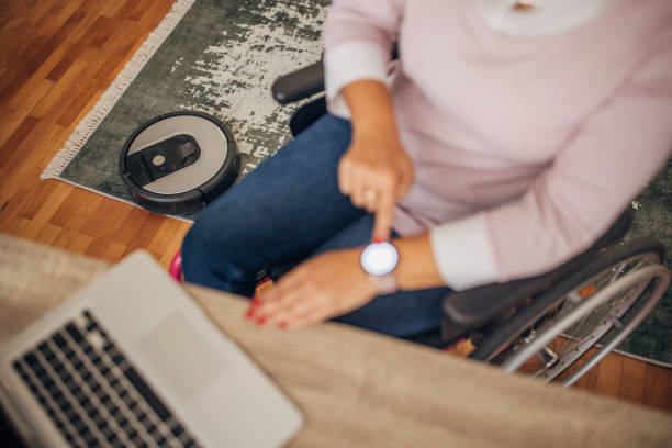 istock Disabled woman in home office 1437881639