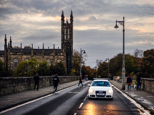 Car passing The Dean Bridge in Edinburgh (Scotland)