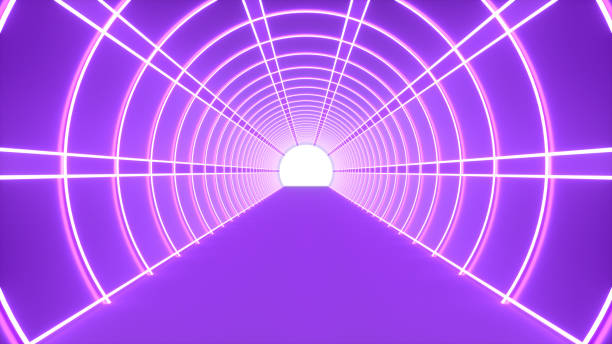 istock Empty room tunnel corridor with neon lights abstract futuristic background 1437887721