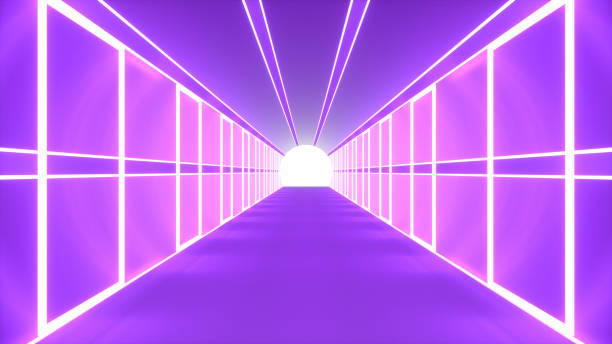 istock Empty room tunnel corridor with neon lights abstract futuristic background 1437887779