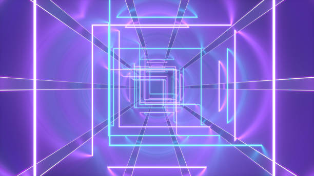 istock Empty room tunnel corridor with neon lights abstract futuristic background 1437888586