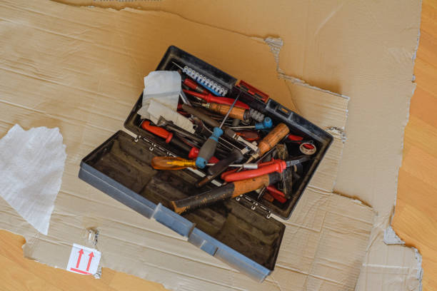 Red empty toolbox on a white background. 3d illustration